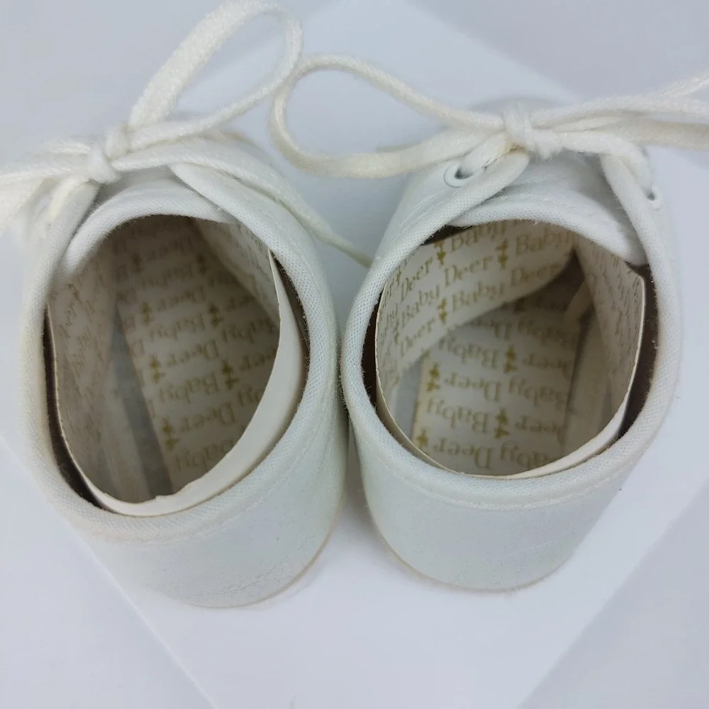 Vintage Baby Deer Infant Crib‎ Shoes Size 2 In Box White Leather Laceup